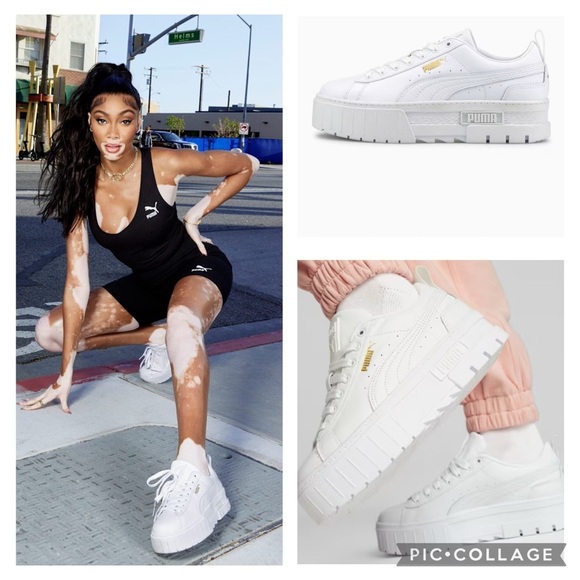 Puma Mayze Wns Classic White Platform Sneakers Size 8.5 - Picture 14 of 15